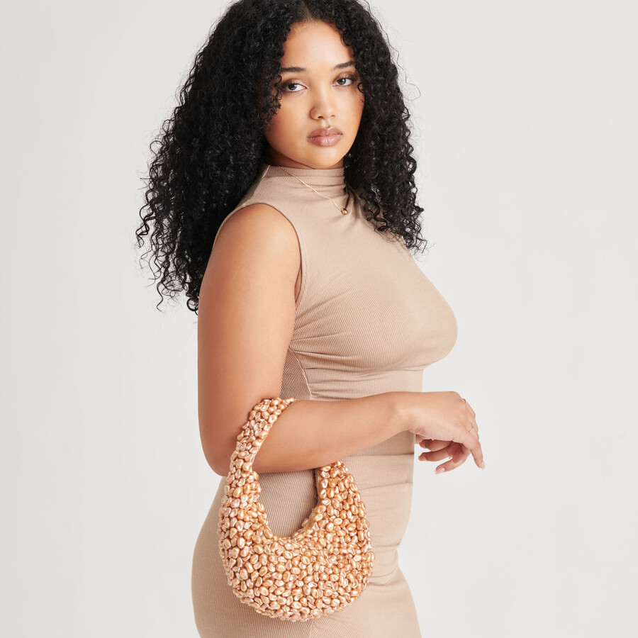 pearla shoulder bag gold faux pearl