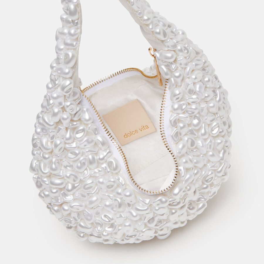 pearla shoulder bag white faux pearl