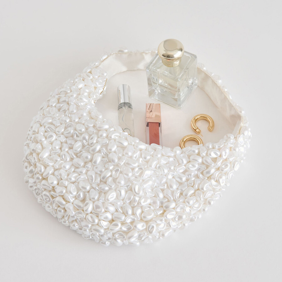 pearla shoulder bag white faux pearl