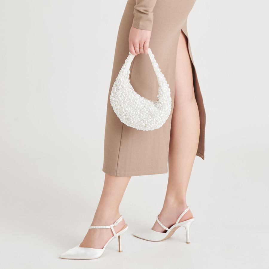 pearla shoulder bag white faux pearl