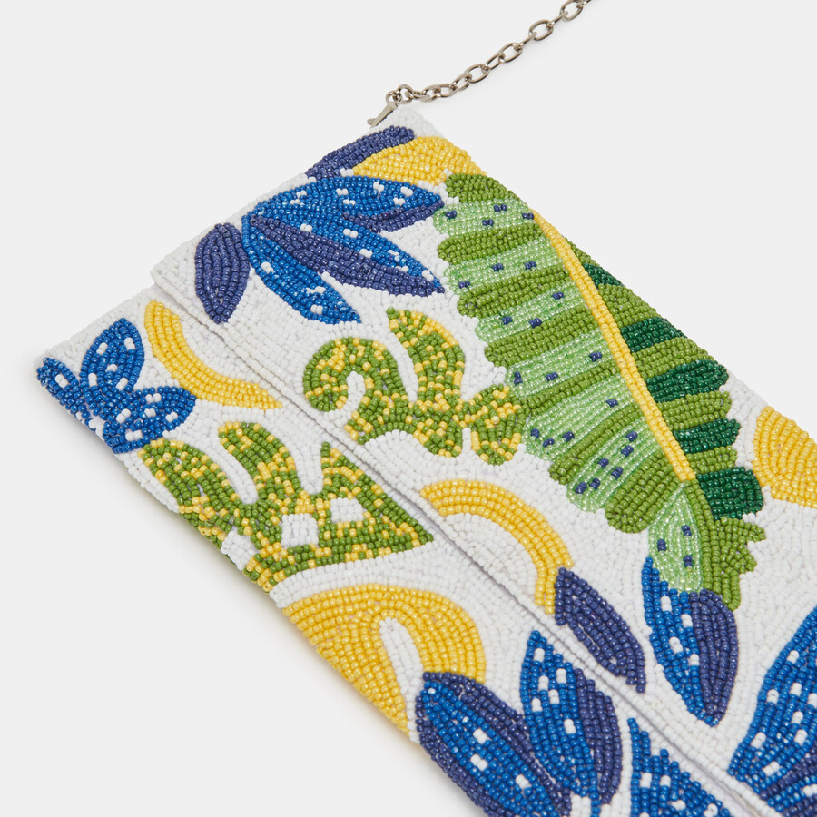 amalfi clutch blue multi beaded
