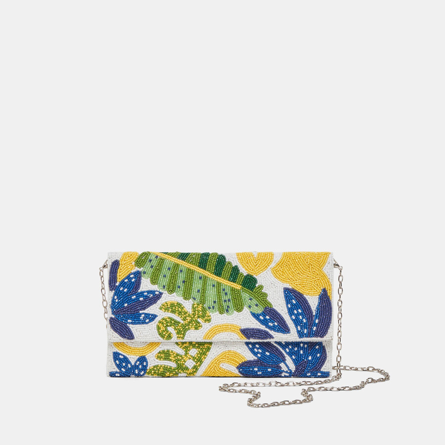 amalfi clutch blue multi beaded