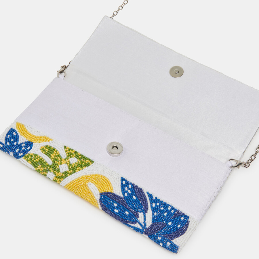 amalfi clutch blue multi beaded