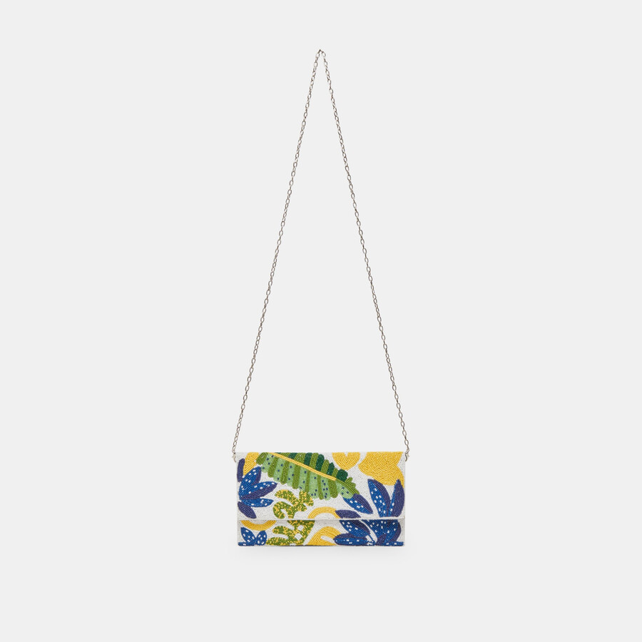 amalfi clutch blue multi beaded