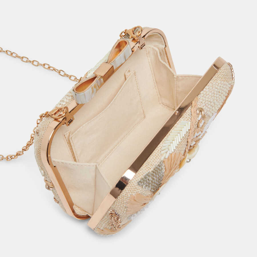 daisy clutch natural multi beaded