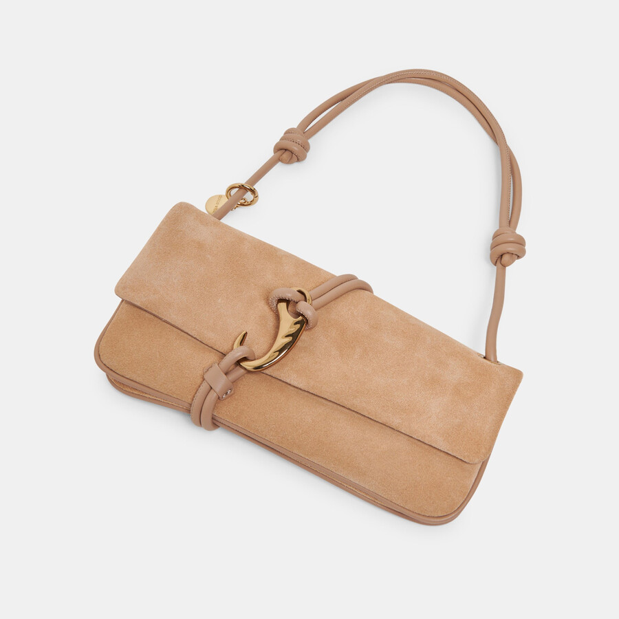 alice shoulder bag beige suede