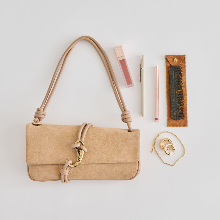 alice shoulder bag beige suede