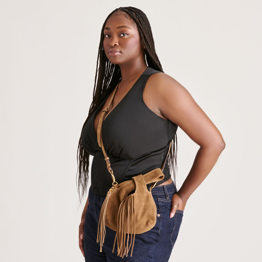 zury handbag camel suede