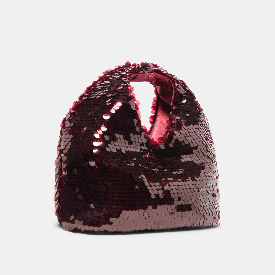 dahlia sequin handbag burgundy sequin