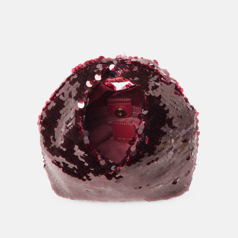 dahlia sequin handbag burgundy sequin