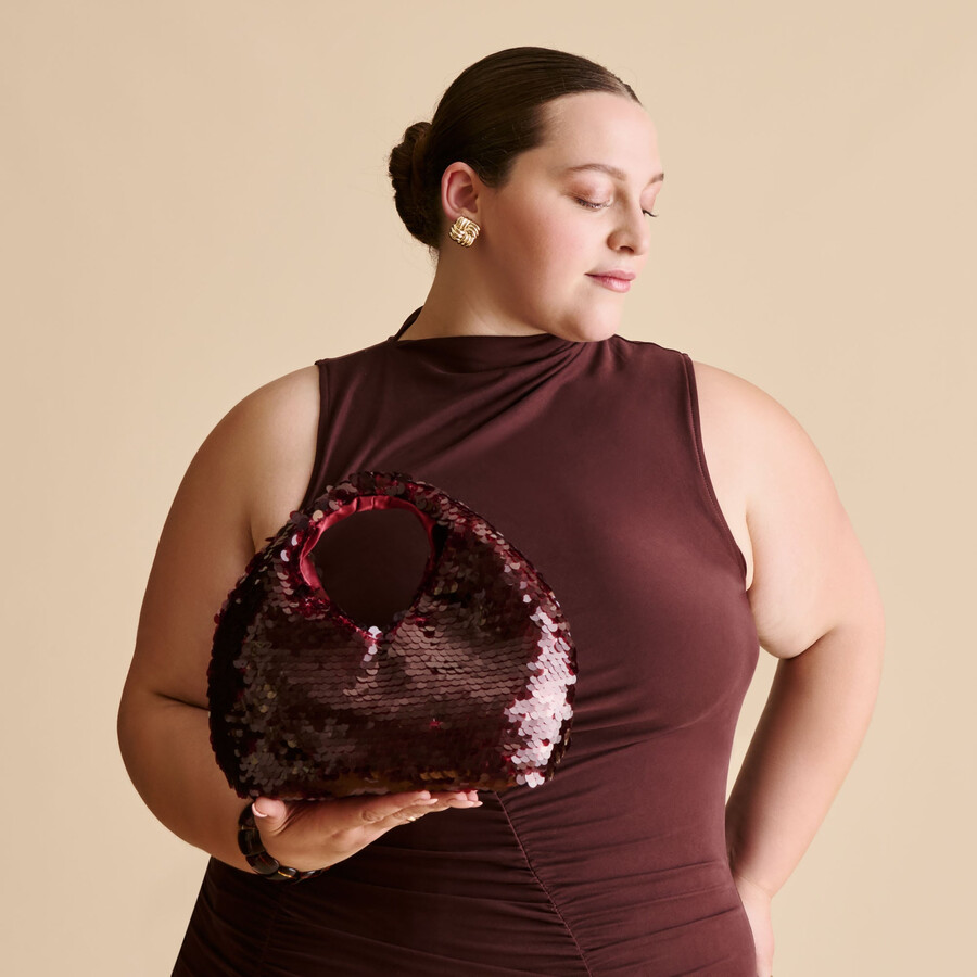 dahlia sequin handbag burgundy sequin