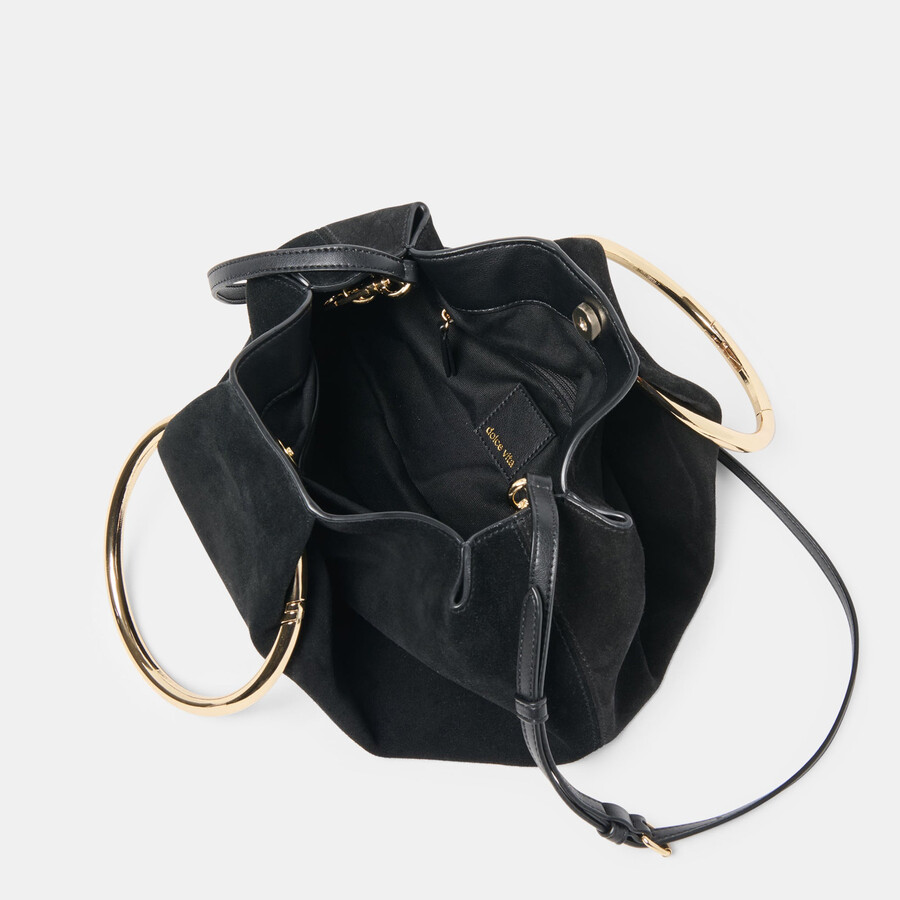 channing handbag black suede