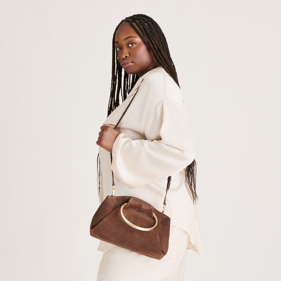 channing handbag espresso suede