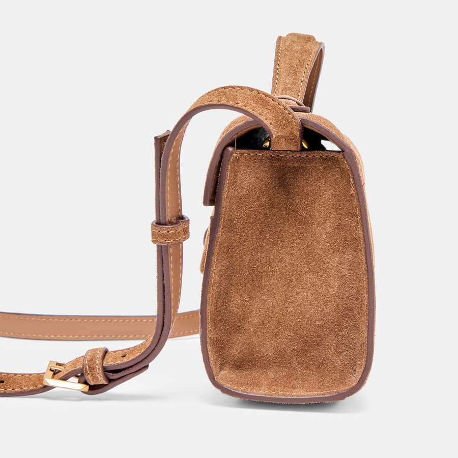 chris crossbody camel suede