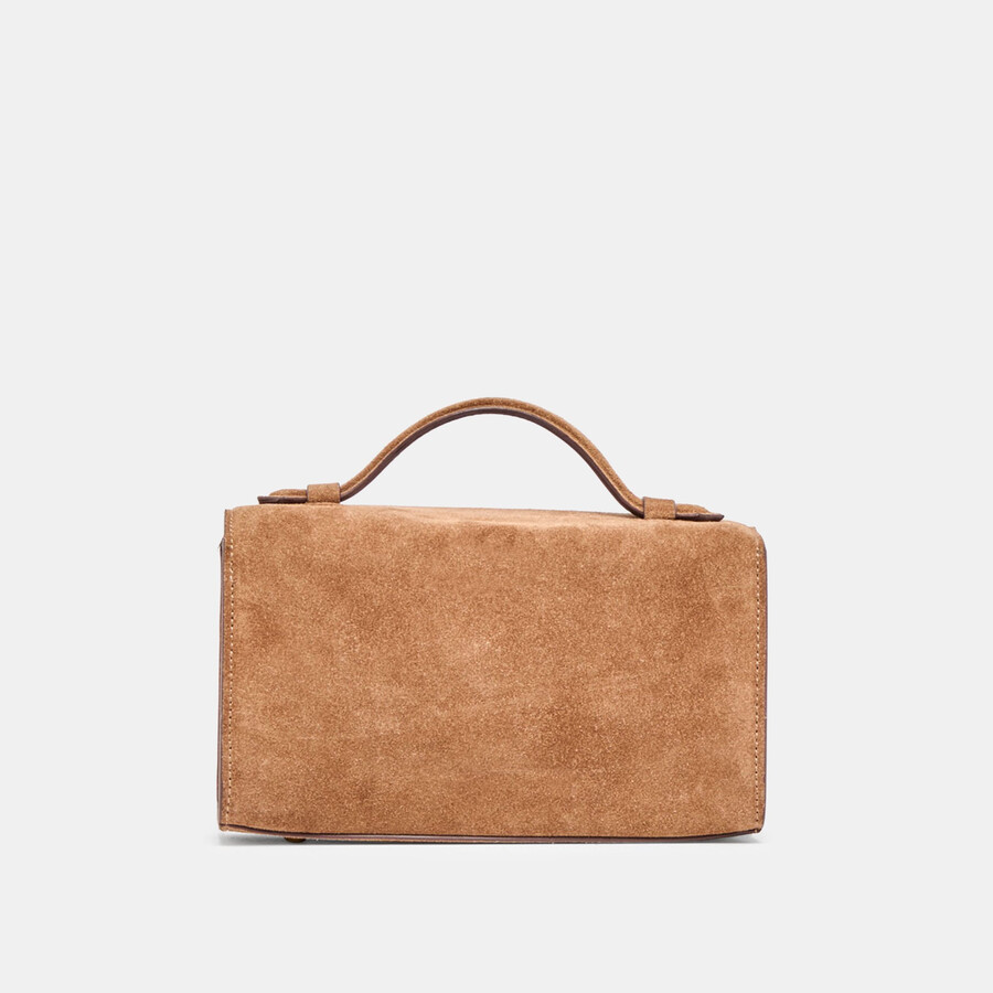 chris crossbody camel suede