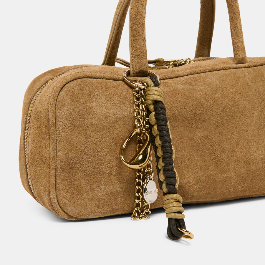 santina handbag taupe suede