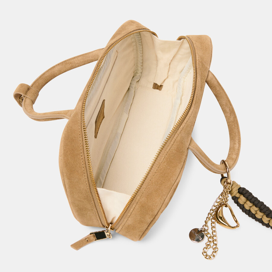 santina handbag taupe suede