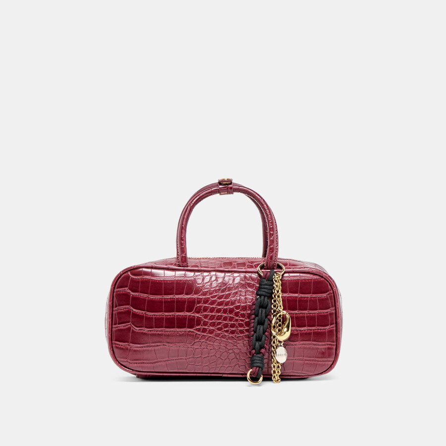 flyn handbag burgundy croco stella