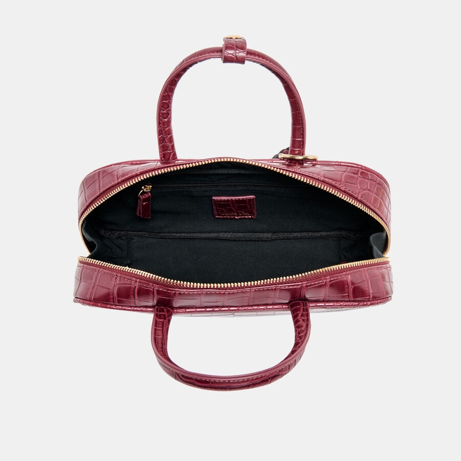 flyn handbag burgundy croco stella