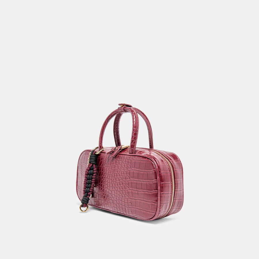 flyn handbag burgundy croco stella