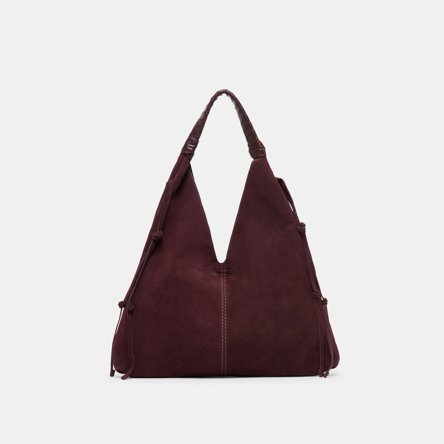merrick tote burgundy suede