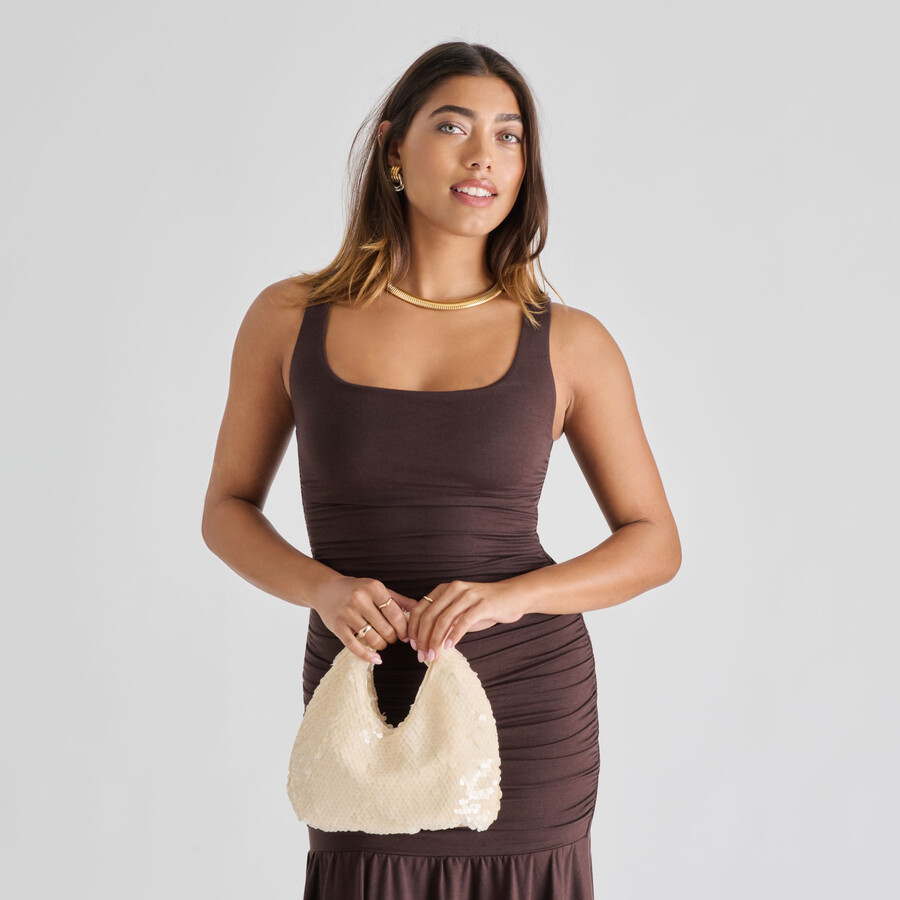 dahlia sequin handbag ivory sequin