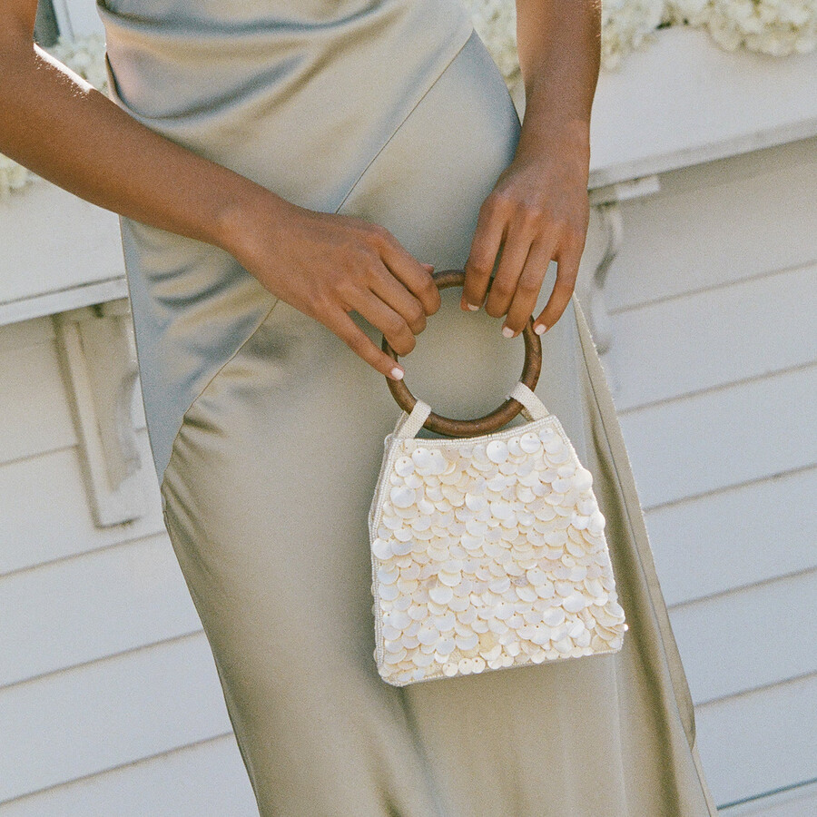 allegra handbag natural sequin