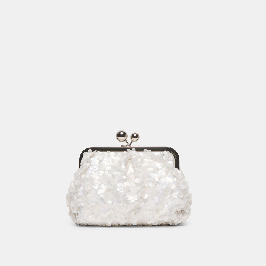 kendall clutch white sequin