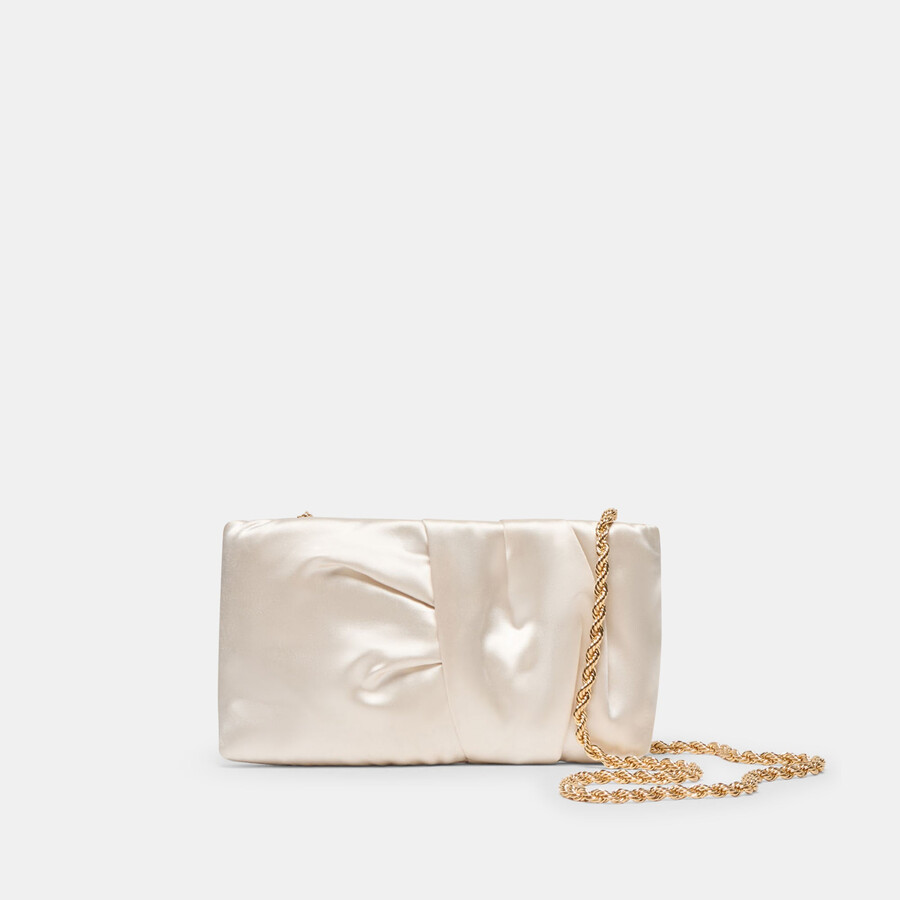 rozey clutch white satin