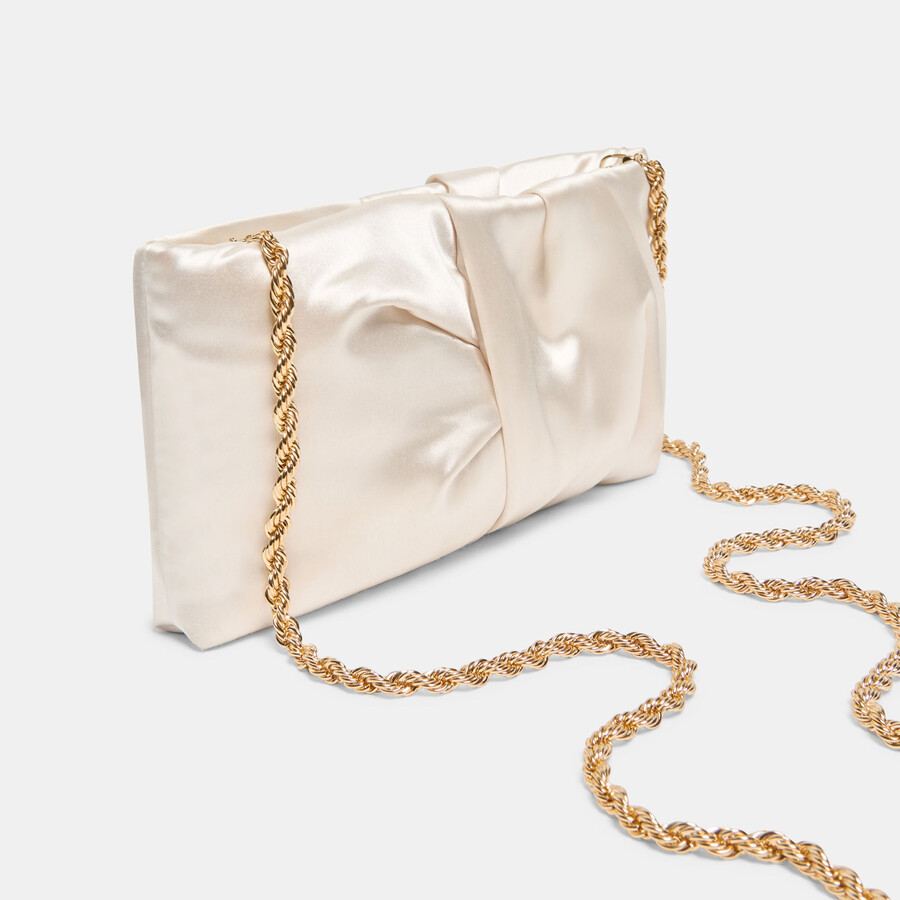 rozey clutch white satin