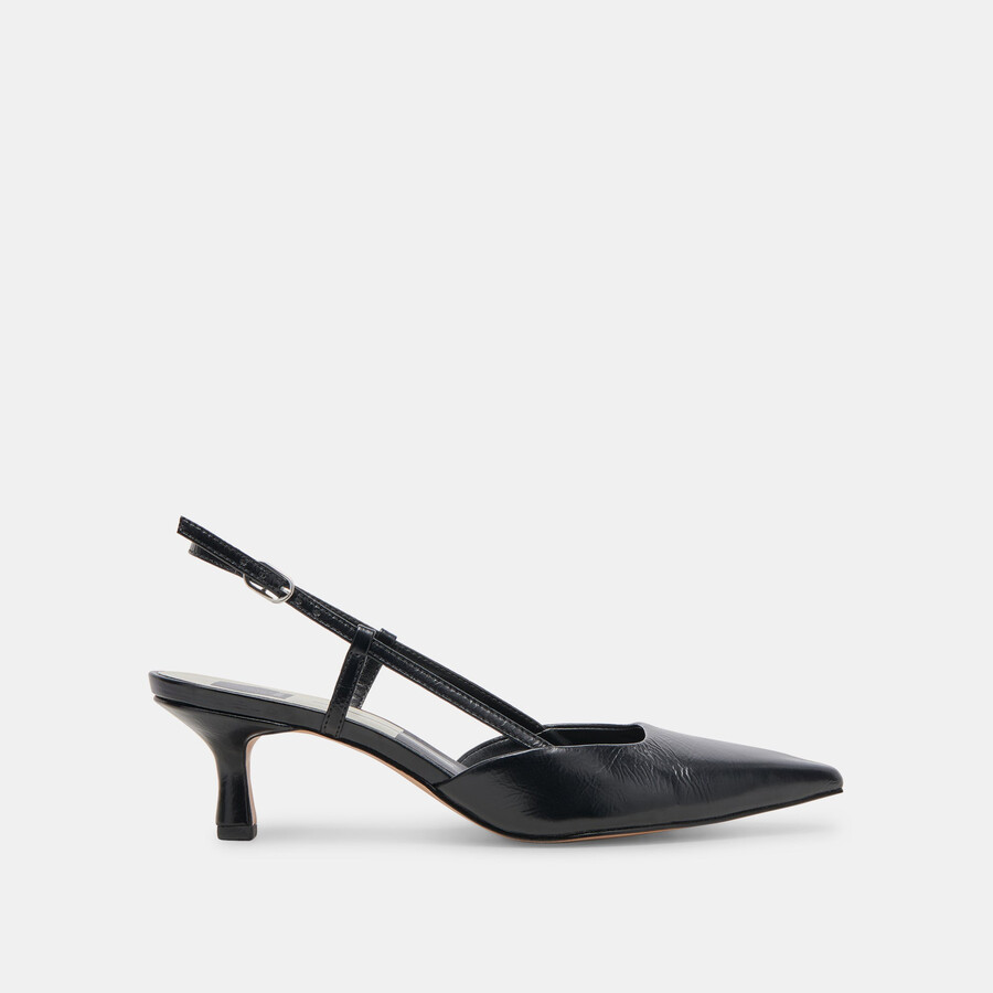 odela heels midnight crinkle patent