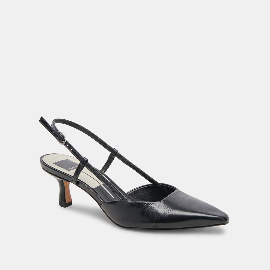 odela heels midnight crinkle patent