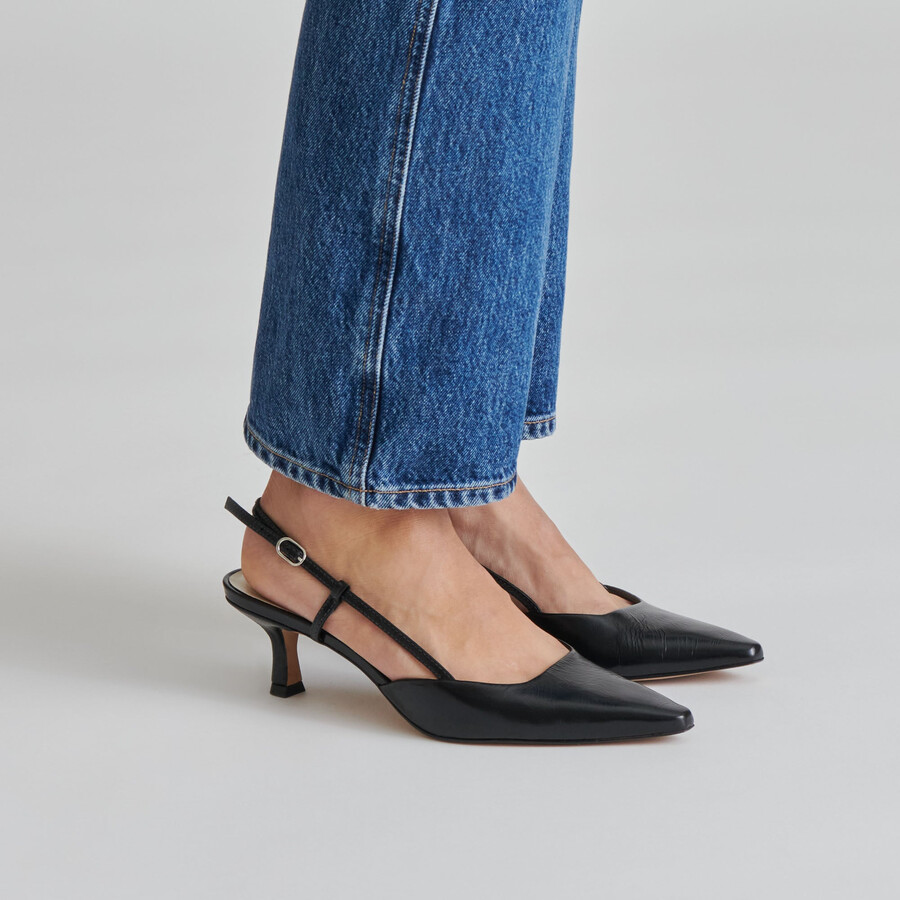 odela heels midnight crinkle patent