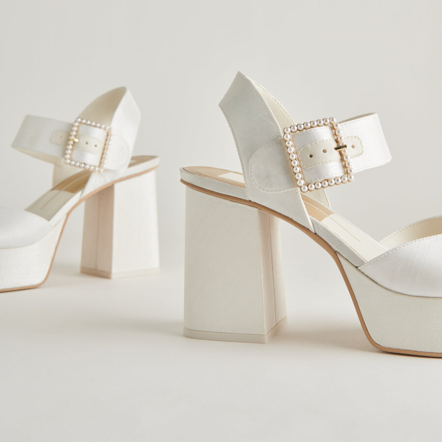 bobby pearl heels white pearls