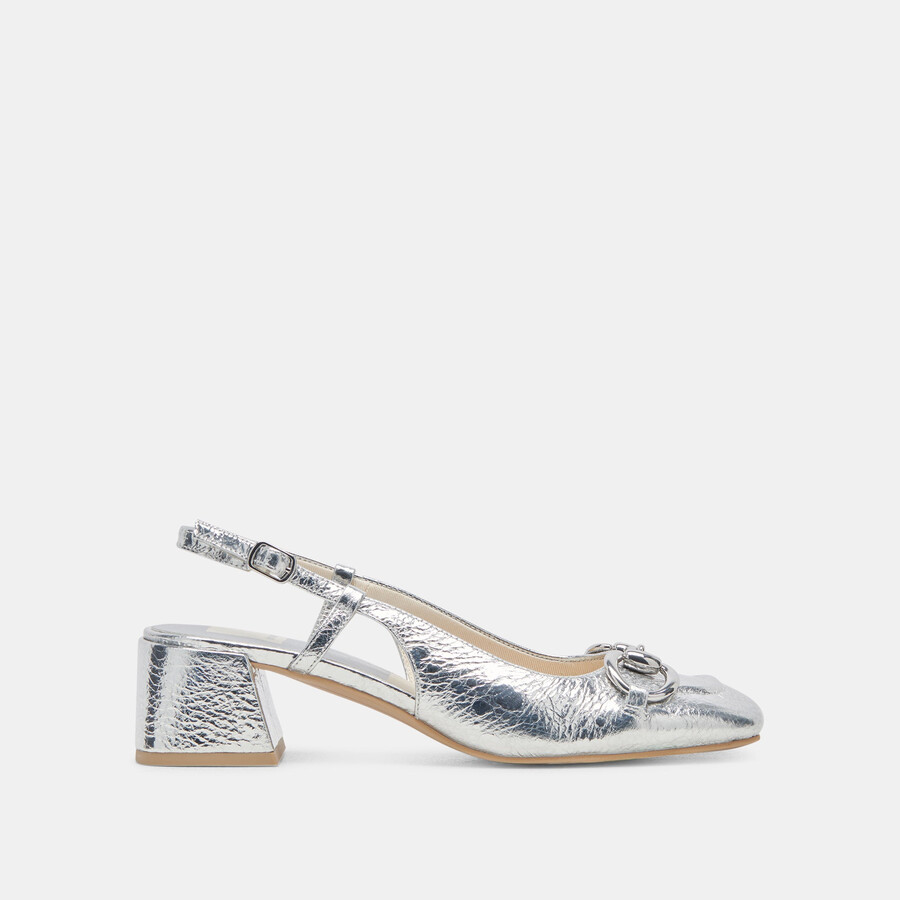 melli heels silver distressed leather