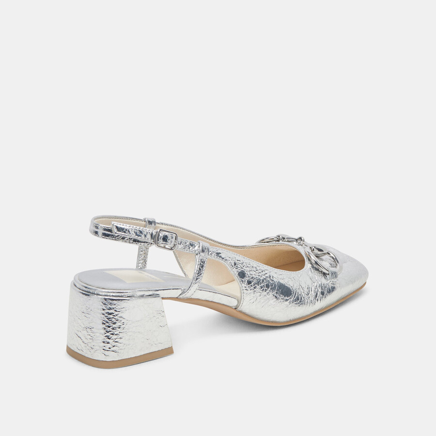 melli heels silver distressed leather