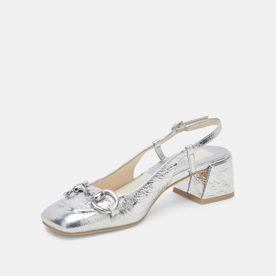 melli heels silver distressed leather