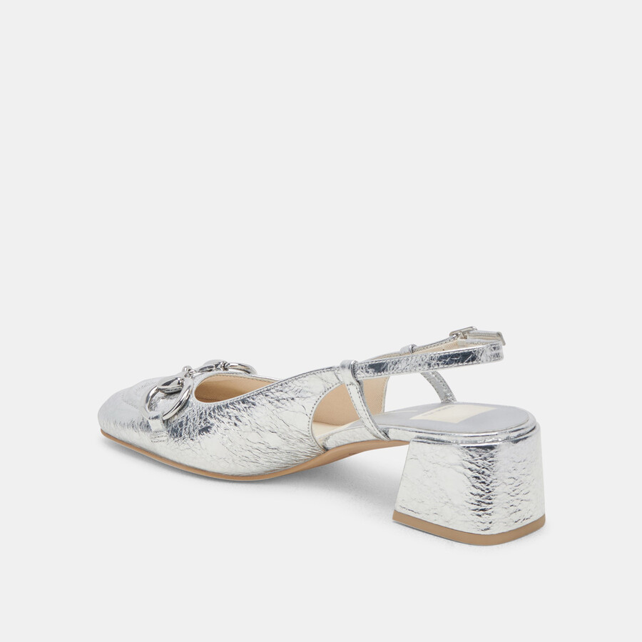 melli heels silver distressed leather