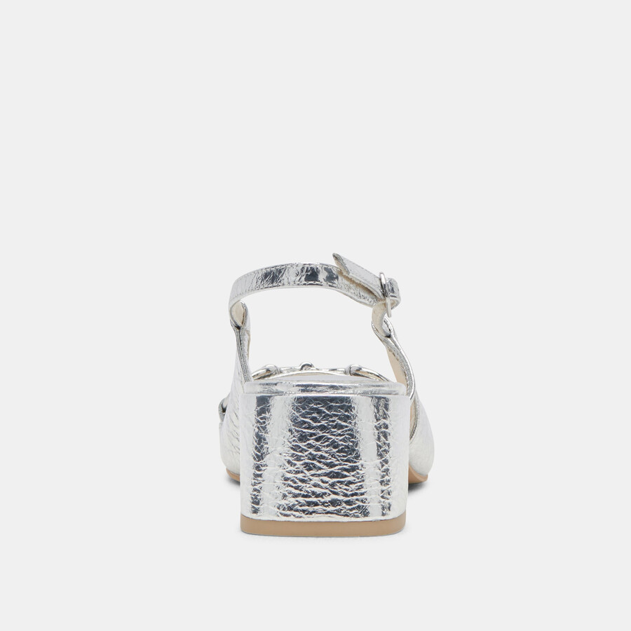 melli heels silver distressed leather