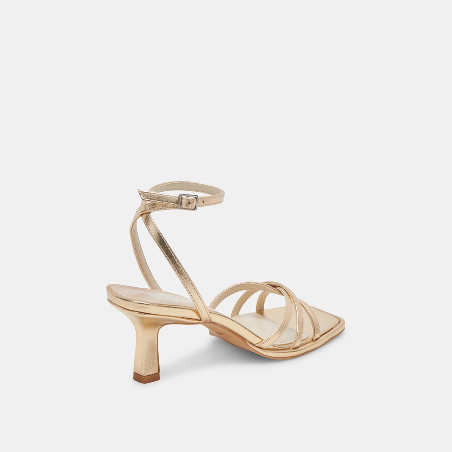 manji heels light gold metallic leather