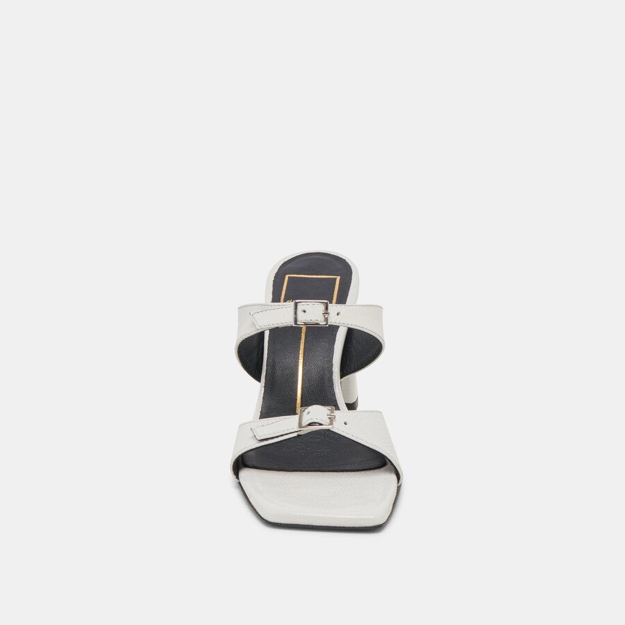 shane heels off white crinkle patent