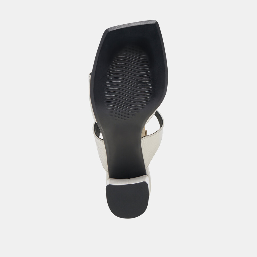 shane heels off white crinkle patent