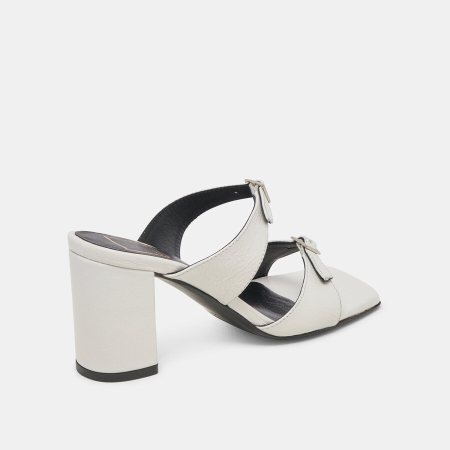 shane heels off white crinkle patent