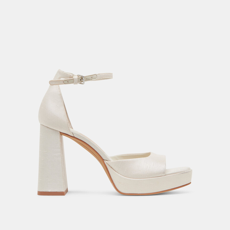 pandro heels white satin