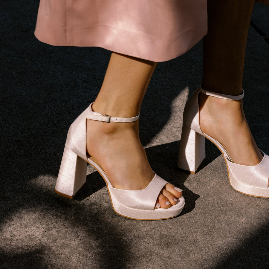 pandro heels white satin