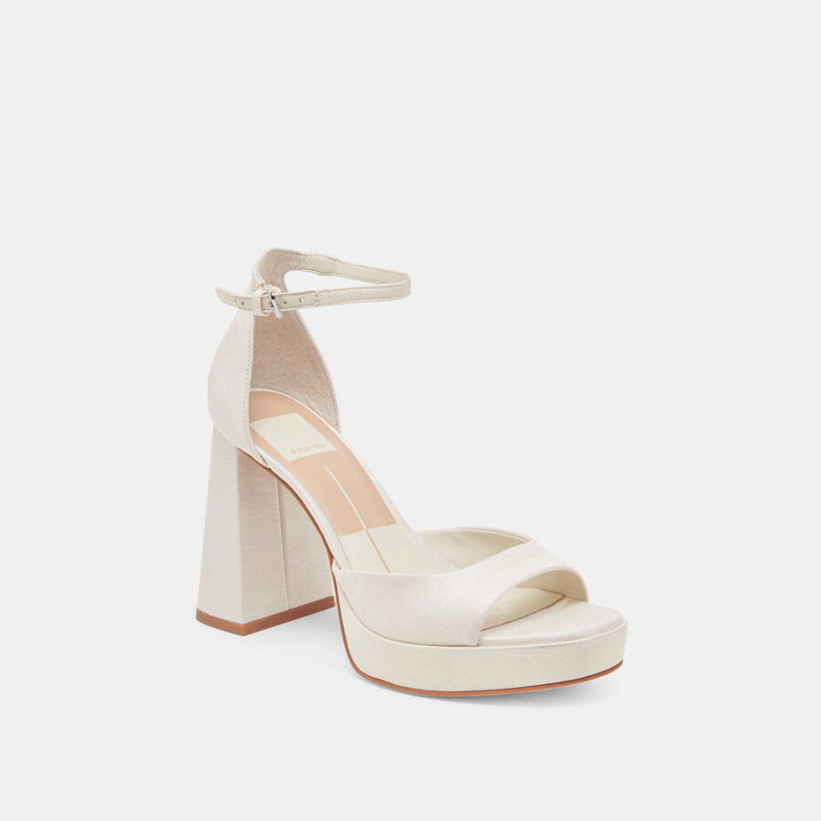 pandro heels white satin