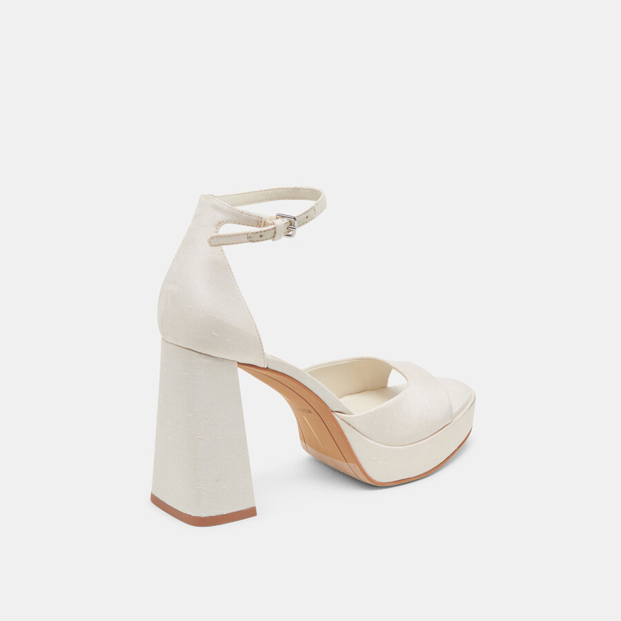 pandro heels white satin
