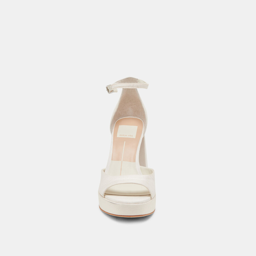 pandro heels white satin