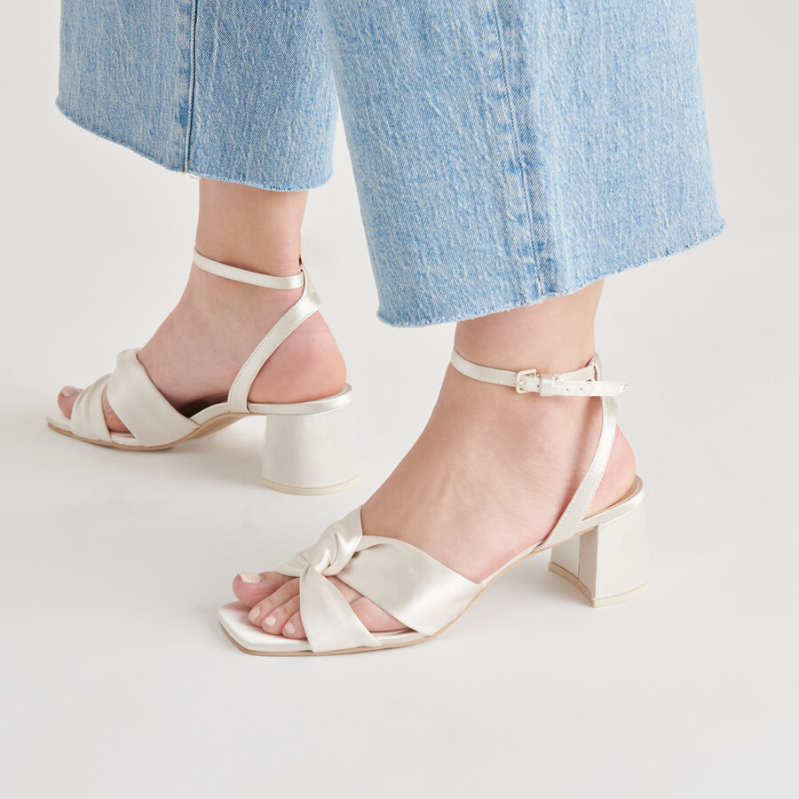 brenna heels ivory satin