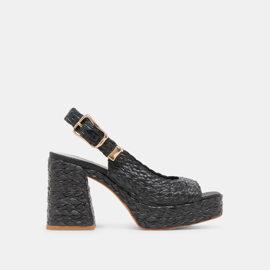flores heels onyx raffia
